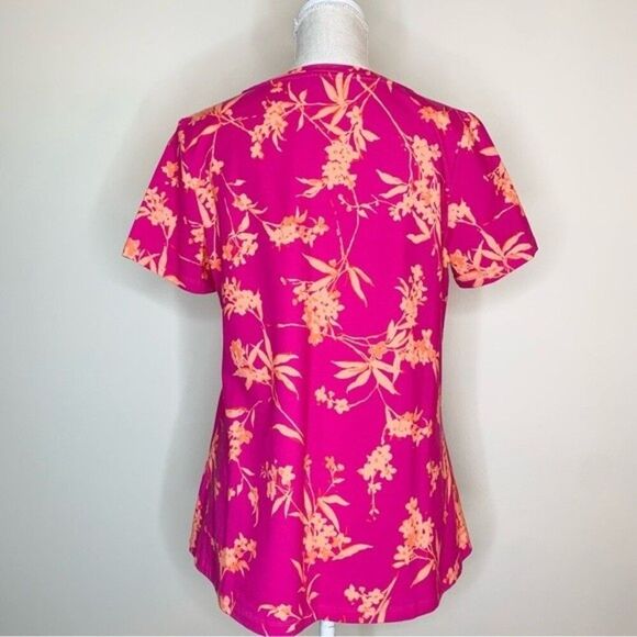 "As Is" Isaac Mizrahi Live! Floral Printed Modal Blend Swing Top Medium - Picture 5 of 9